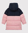 Lang meisjes/jongens donsjack blauw SMOKING/roze CHARME