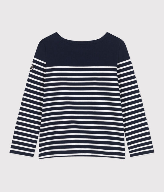 Katoenen marineshirt met lange mouw voor dames blauw SMOKING/wit MARSHMALLOW