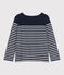 Katoenen marineshirt met lange mouw voor dames blauw SMOKING/wit MARSHMALLOW
