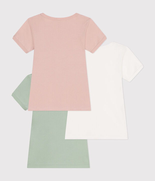 Setje met 3 effen katoenen T-shirts met korte mouw voor kinderen multicouleur