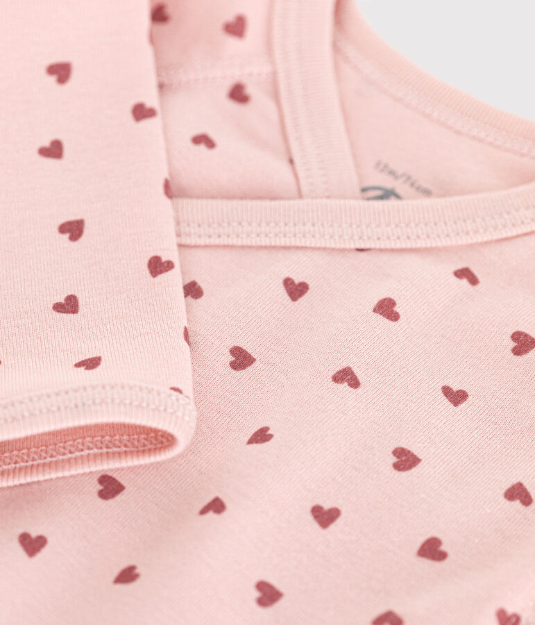 Katoenen overslagbody met lange mouwen voor baby's roze/roze