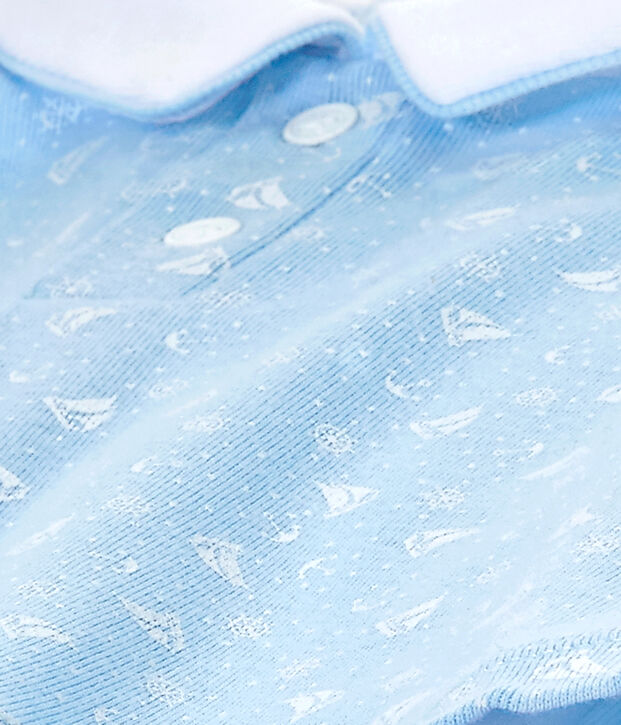 Hemdoverall uit twee stoffen voor babyjongens blauw/wit