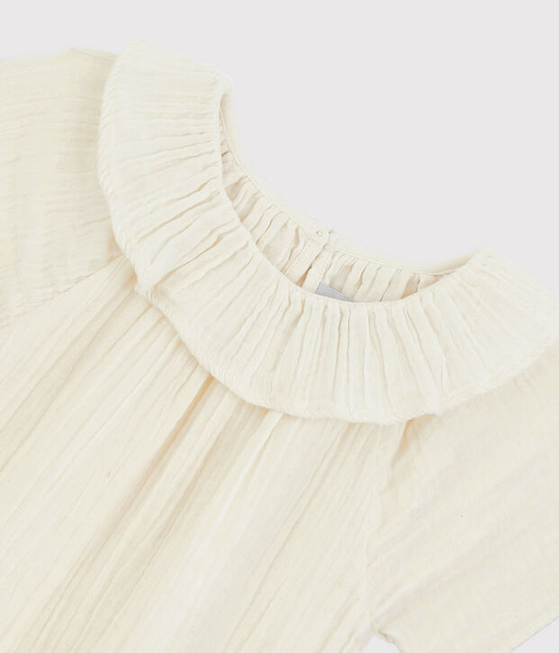Blouse in biokatoenen gaas voor meisjes wit