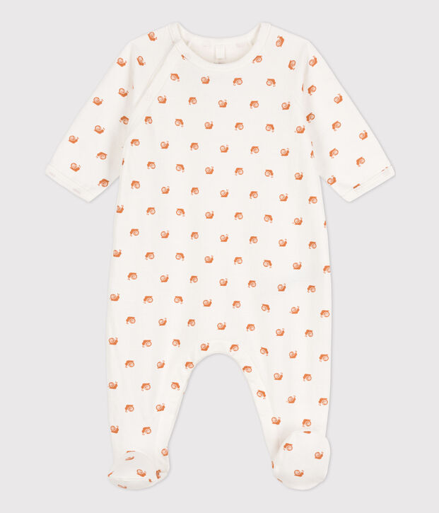 Slaappakje in molton met print voor baby's wit/bruin