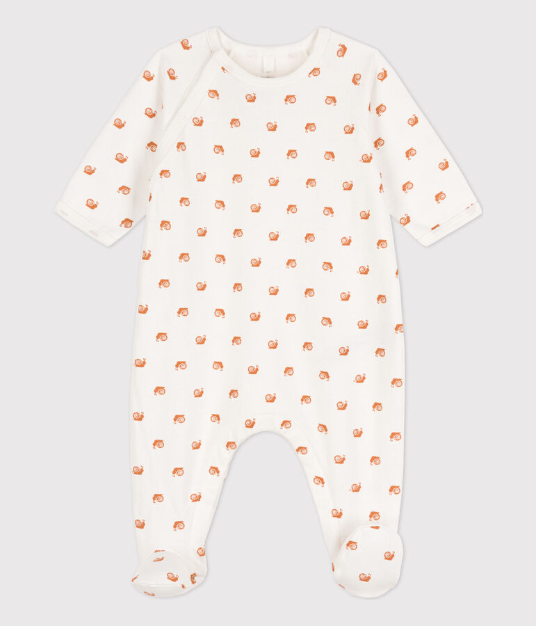 Slaappakje in molton met print voor baby's wit/bruin