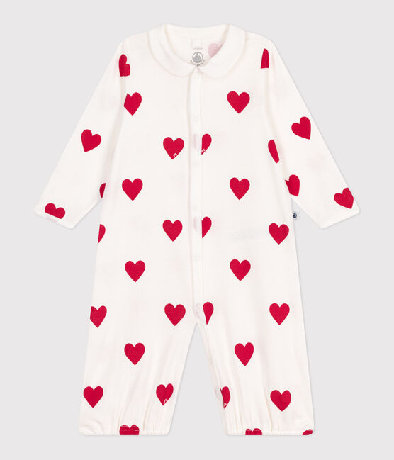Combisac bébé en coton à col cœurs rouges blanc MARSHMALLOW/rouge TERKUIT