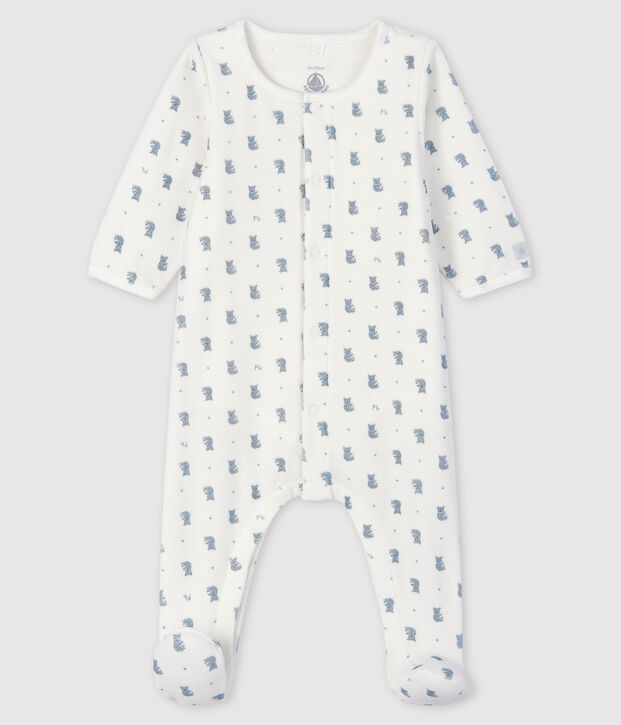 Fluwelen bodyjama met koala-print voor babyjongens wit/multicouleur