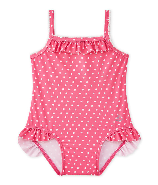 Maillot de bain bébé fille à pois rose PETUNIA/blanc MARSHMALLO