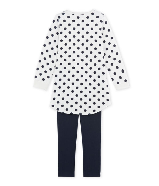 Chemise de nuit fille en bouclette velours bleu SMOKING/blanc LAIT/ SMOKING