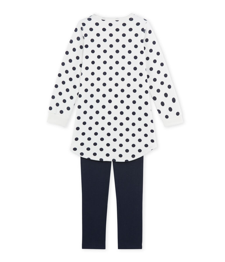 Meisjesnachthemd in boucl&eacute;fluweel blauw/wit/blauw