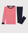Snugfit pyjama voor jongens met rode strepen in biologisch katoen rood PEPS/wit MULTICO