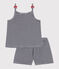Korte, gestreepte pyjama met bandjes van katoen voor kinderen blauw SMOKING/wit MARSHMALLOW