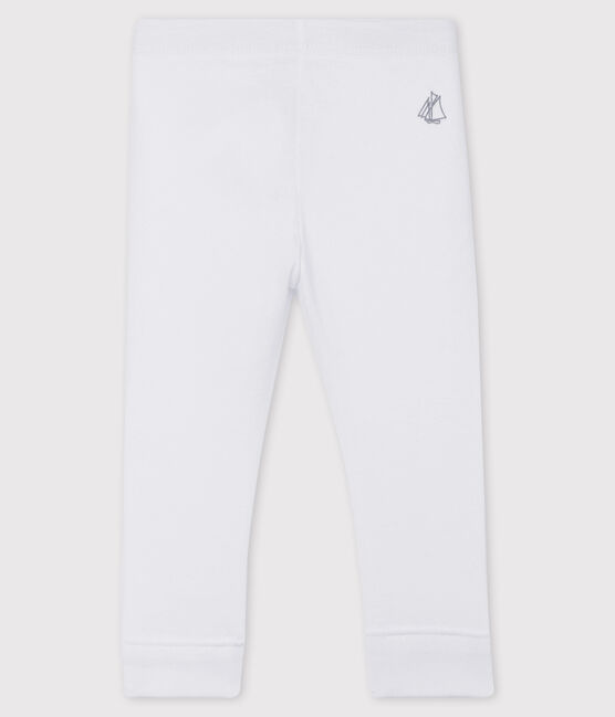 Legging bébé fille en côte 1x1 unie blanc MARSHMALLOW
