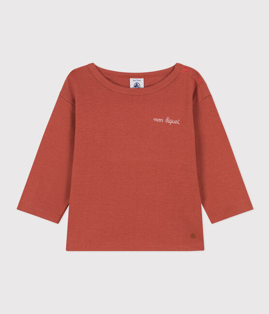 Baby-T-shirt met lange mouwen in katoen bruin FAMEUX