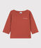 Baby-T-shirt met lange mouwen in katoen bruin FAMEUX
