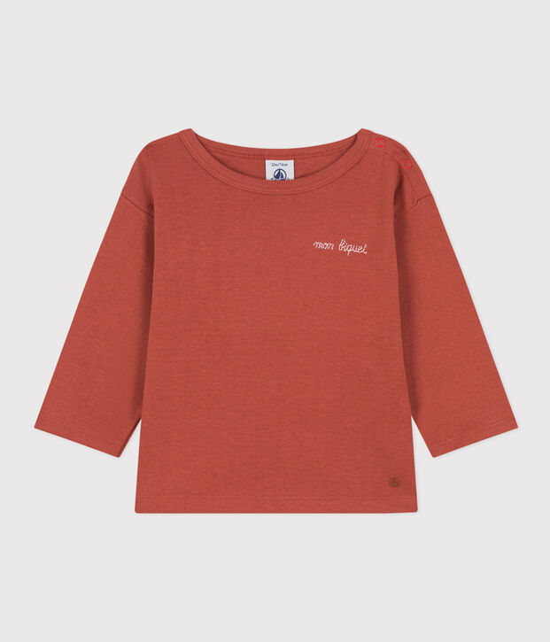 Baby-T-shirt met lange mouwen in katoen bruin