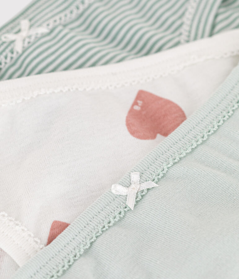 Set van 3 katoenen meisjesslips met hartjes multicouleur