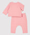 Ensemble 2 pièces bébé matelassés en coton biologique rose CHARME
