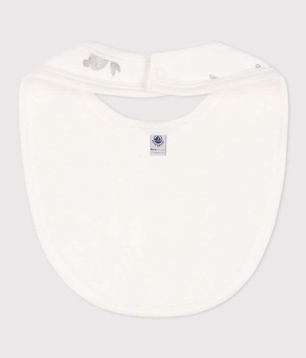 Bavoir unitaire en coton blanc/gris