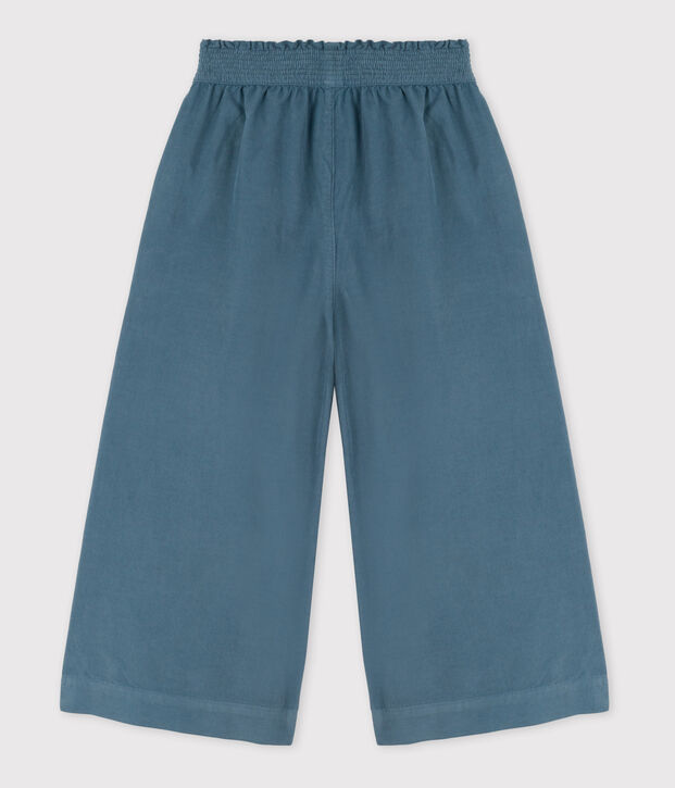 Fijne fluwelen meisjesbroek met wijde pijpen blauw