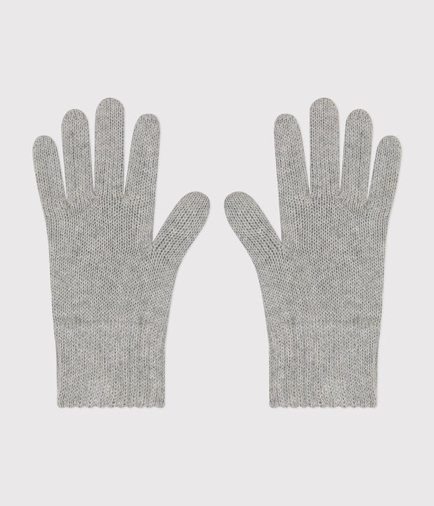 Gants enfant en tricot unies gris
