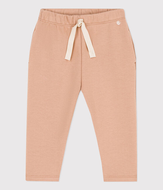 Effen broek in molton voor baby's beige VINTAGE