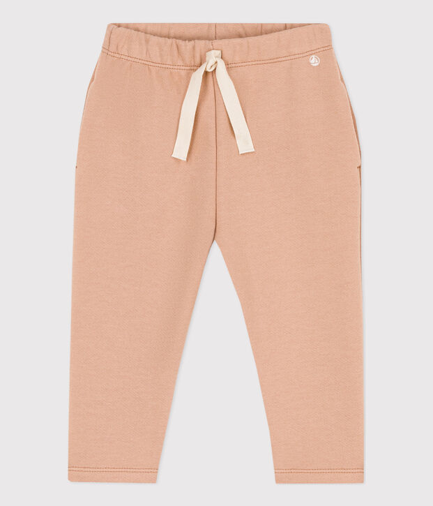 Pantalon b&eacute;b&eacute; en molleton uni beige