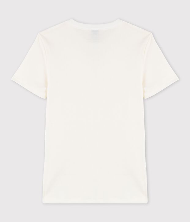 T-shirt met ronde hals en zeefdruk in katoen voor dames wit