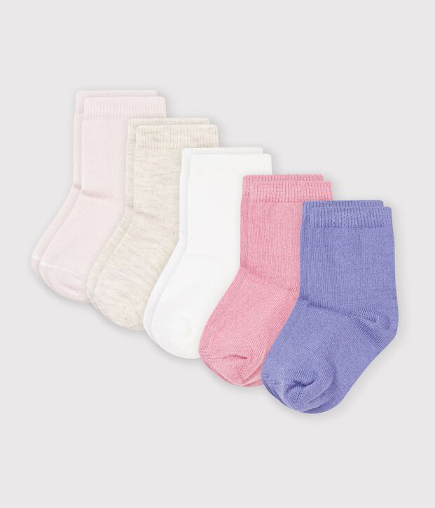 5 paar babysokken van effen katoen multicouleur