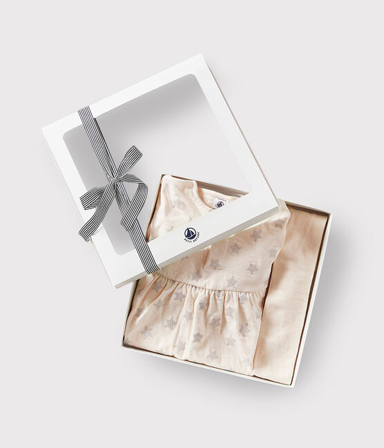 Geschenkset voor baby's met jurkje en kousenbroek variante 1