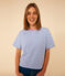LE BOXY, gestreept T-shirt voor dames in katoen  GAULOISE/ MARSHMALLOW