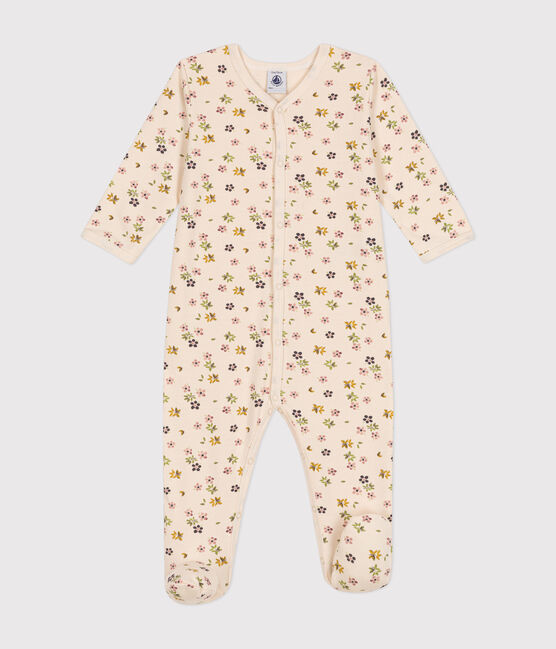 Babypyjama van geruwde fleece met bloemetjesprint wit AVALANCHE/ MULTICO