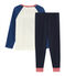 Pyjama petit garçon en côte bleu SMOKING/blanc MULTICO