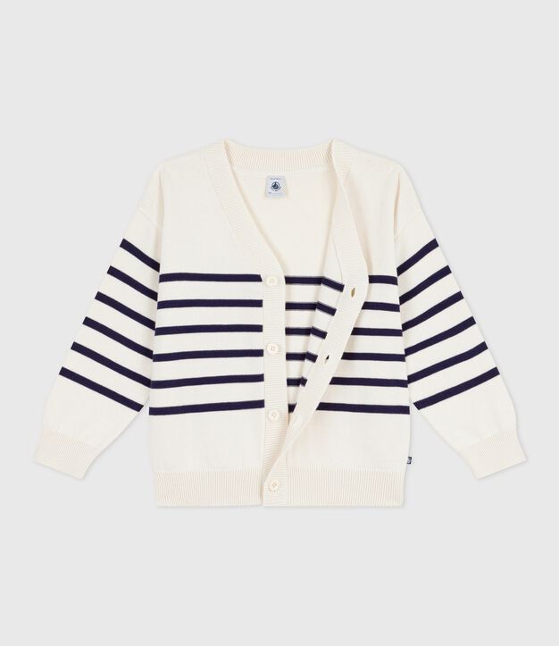 Katoenen kindercardigan met strepen blauw/blauw
