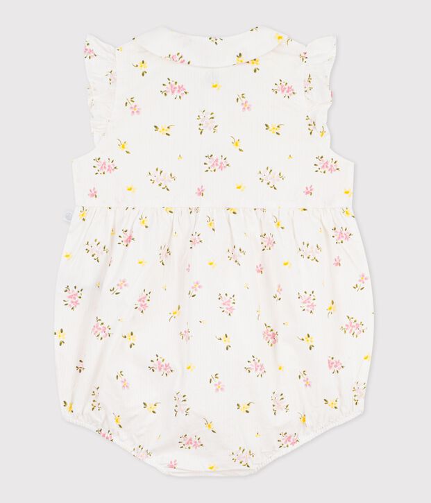 Babyspeelpakje van katoen met bloemenprint wit/multicouleur