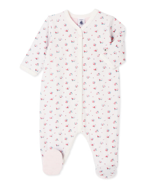 Pyjama in tubic met print voor babymeisjes blauw BOCAL/wit MULTICO