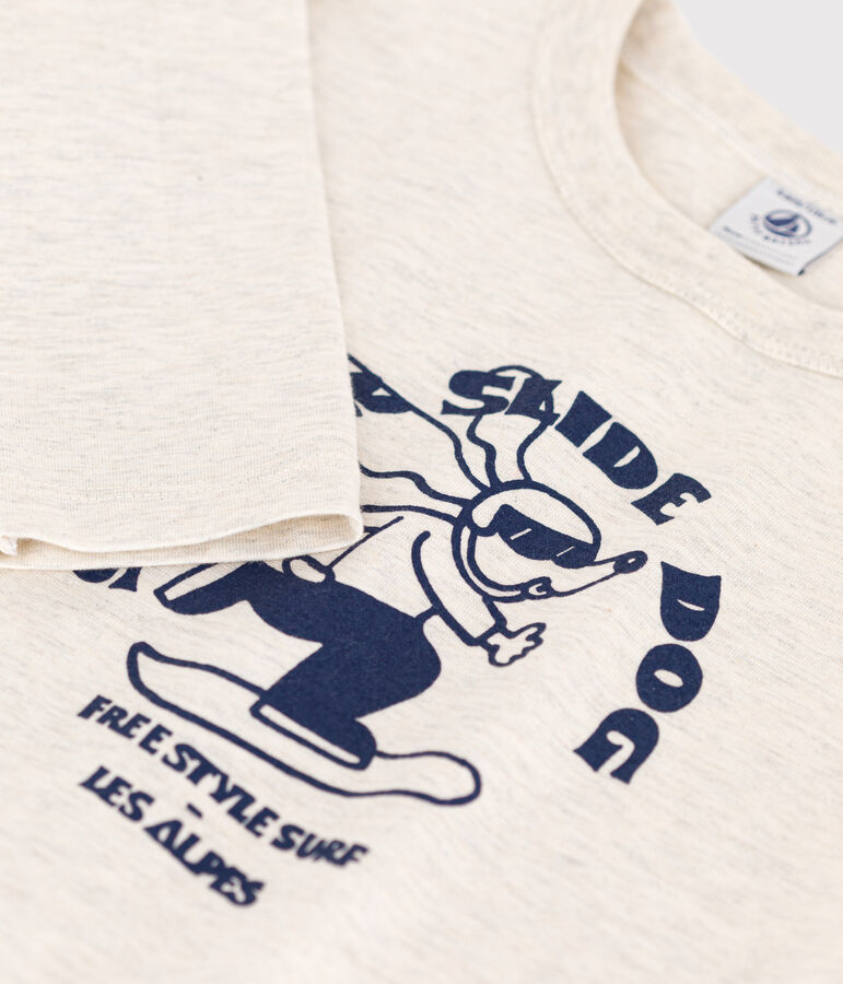 Tee-shirt manches longues en coton enfant fille / gar&ccedil;on beige