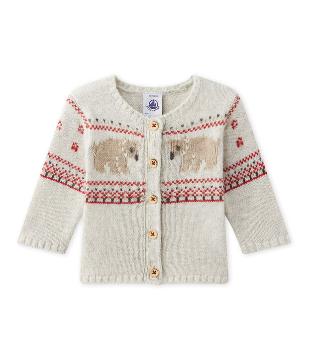 Cardigan b&eacute;b&eacute; mixte en tricot beige