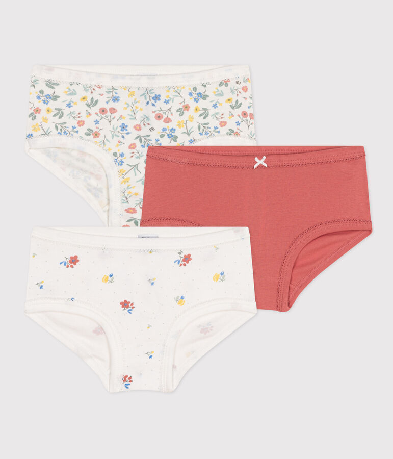 Lot de 3 culottes taille haute fleurs en coton enfant multicouleur