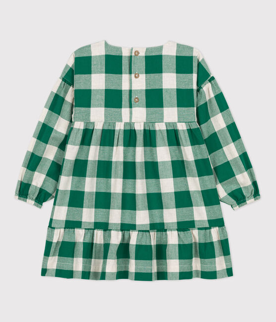 Robe à carreaux manches longues en flanelle enfant fille MATCHA/ AVALANCHE
