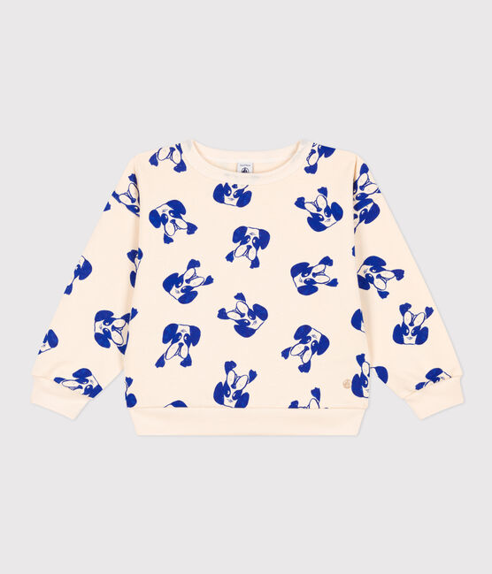 Sweatshirt bedrukt in fleece voor jongens en meisjes wit AVALANCHE/ NEWBLEU