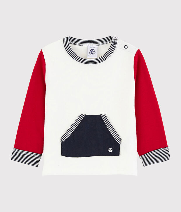 T-shirt colorblock babyjongen wit/rood