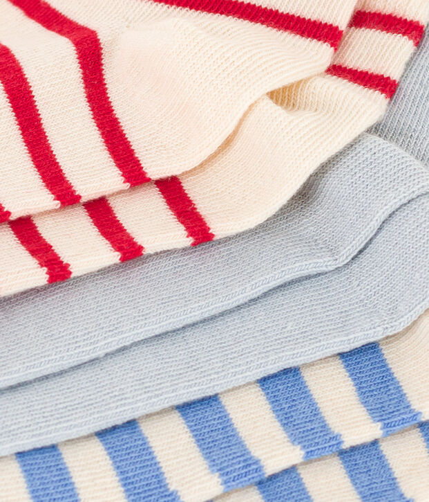 Lot de 3 paires de chaussettes rayures en jersey de coton enfants multicouleur