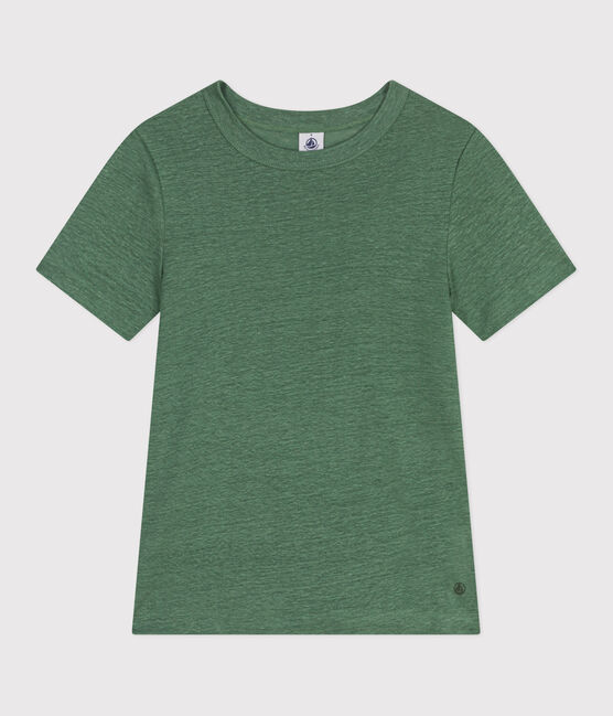 Linnen T-shirt met korte mouwen voor dames groen PALMERAIE