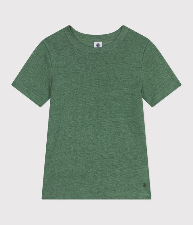 Linnen T-shirt met korte mouwen voor dames groen