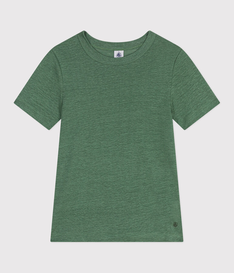 Linnen T-shirt met korte mouwen voor dames groen