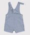 Korte salopette in gestreepte keperstof voor baby's blauw/wit