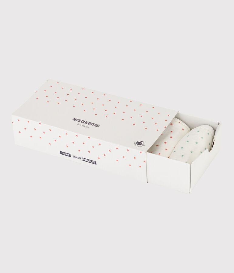 Set van 5 katoenen meisjesslips met hartjes multicouleur