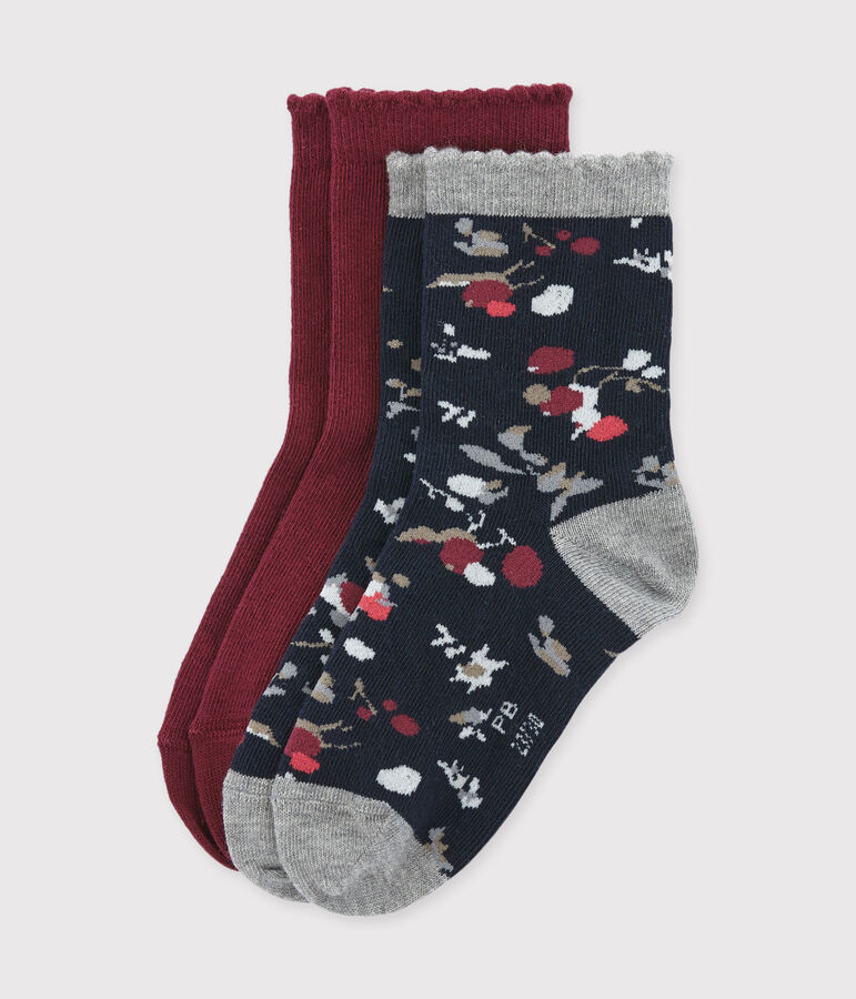 Lot de 2 paires de chaussettes color&eacute;es et &agrave; motif fleuri multicouleur