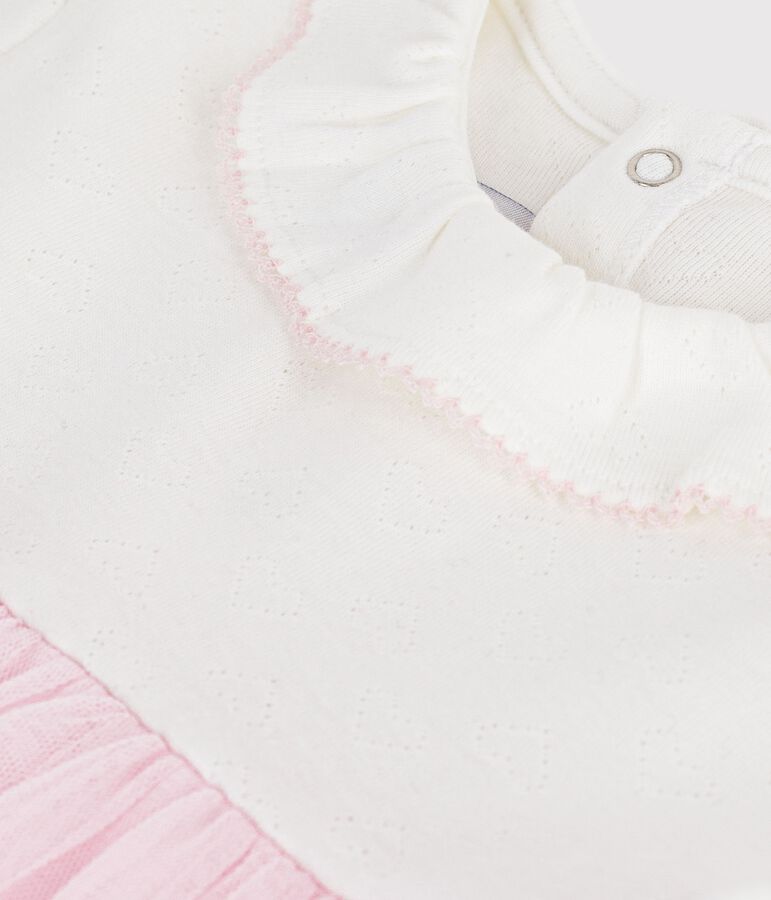 Babyjurkje met korte mouwen uit twee materialen roze/roze